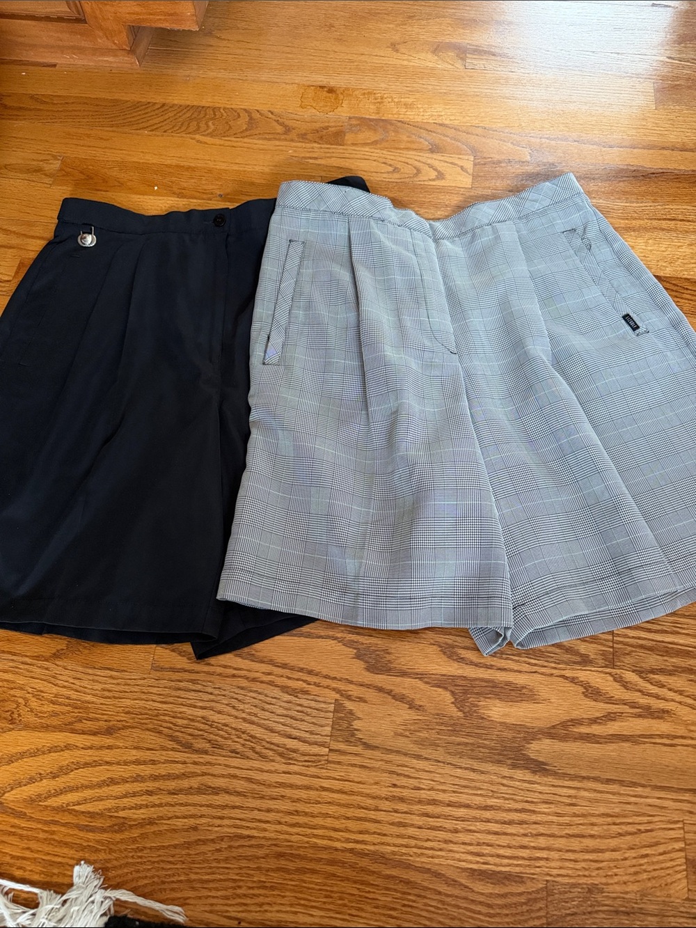2LizGolfDarkBlackAdjustableWaist&PrinceOfWalesCheckPatternPocketsPristineAsNew12